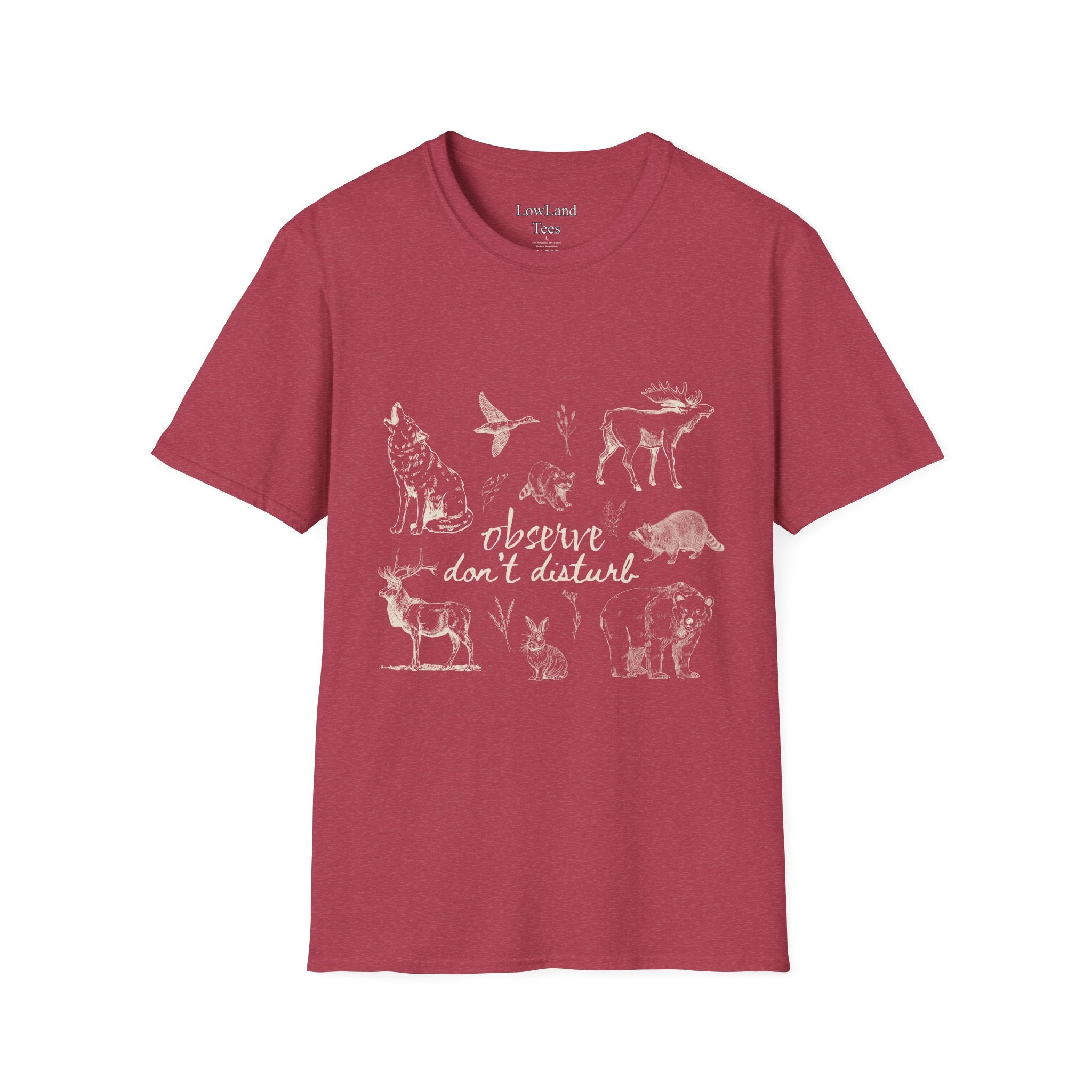 Observe Don’t Disturb T-Shirt — Vintage Sketch Wildlife Field Guide Tee