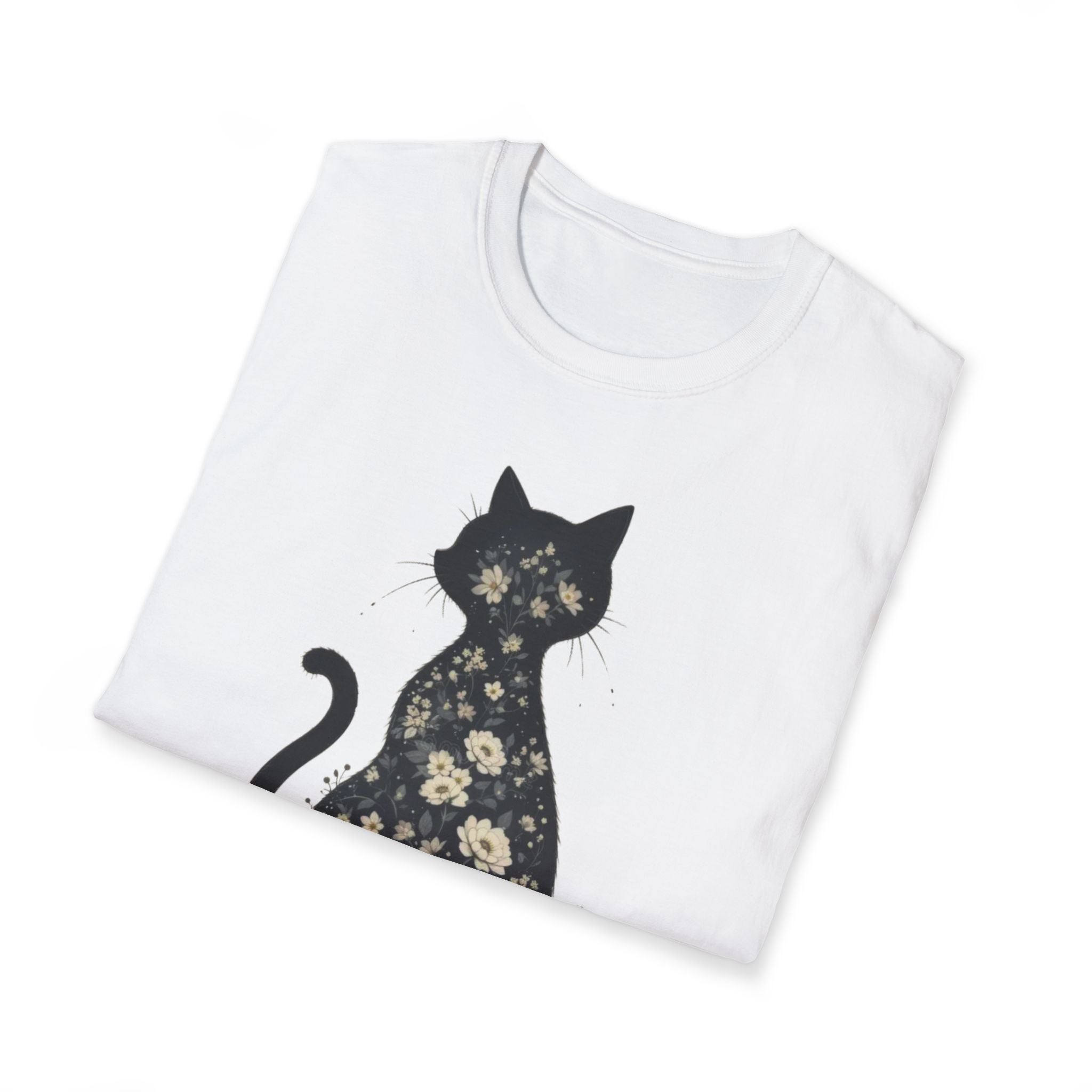 Floral Silhouette Cat T-Shirt