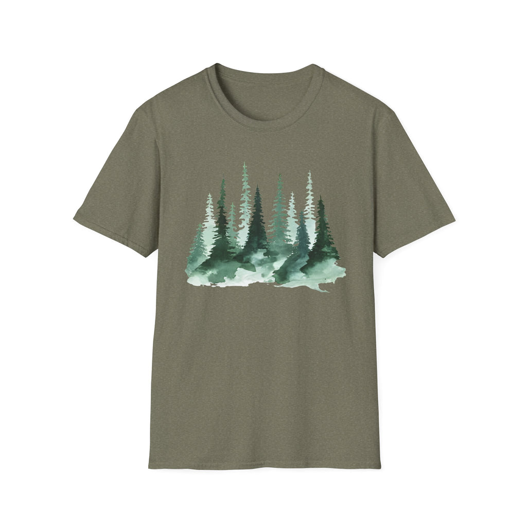 Forest Watercolor T-Shirt — Green Pine Tree Nature Tee