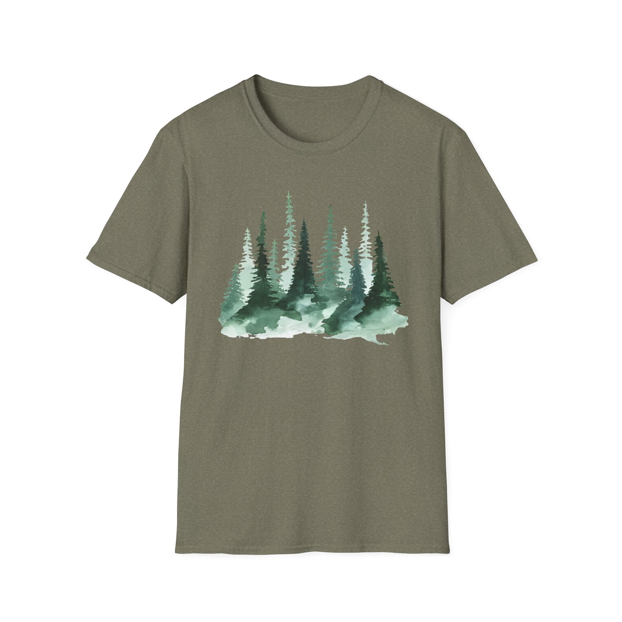 Forest Watercolor T-Shirt — Green Pine Tree Nature Tee