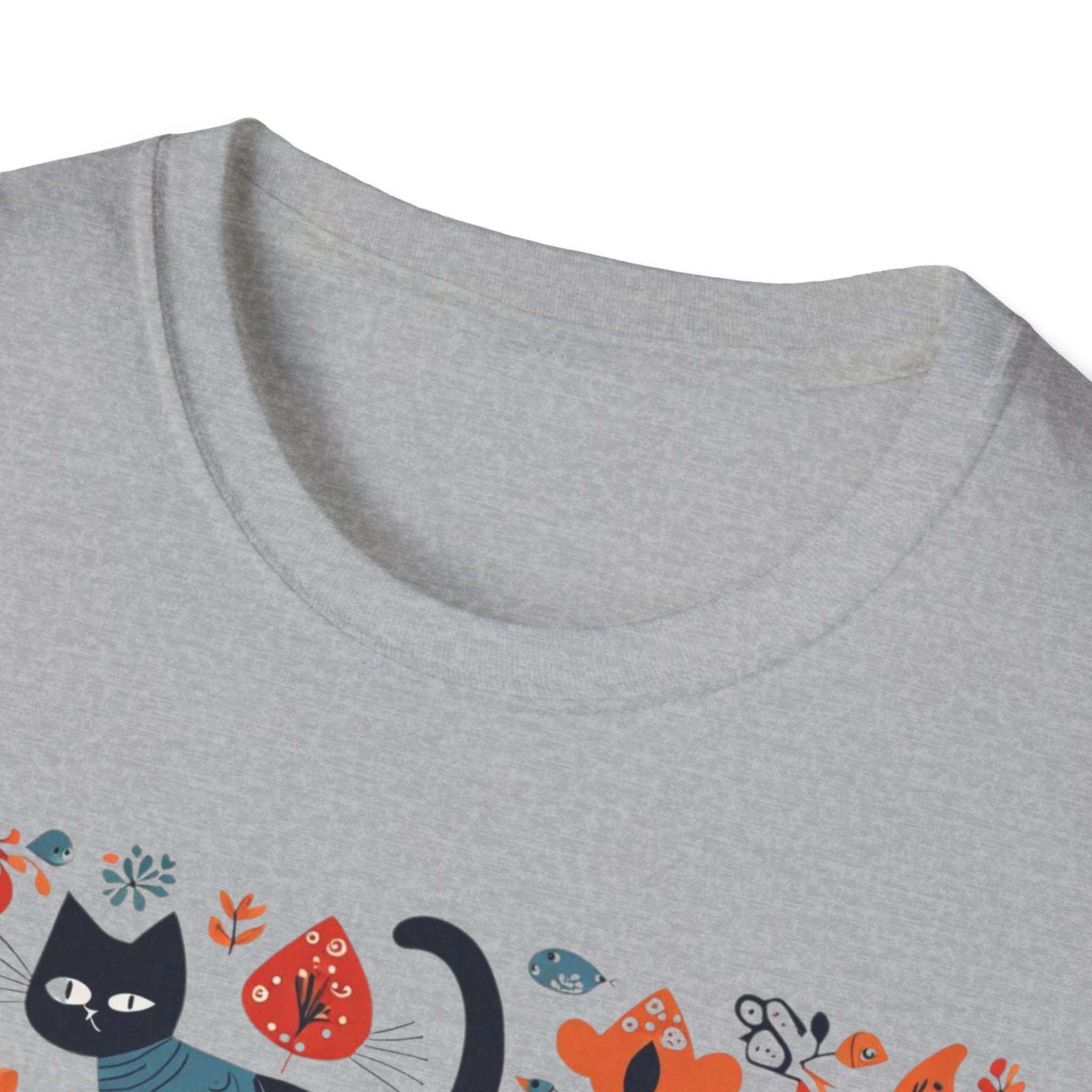 Cats & Flowers T-Shirt — Whimsical Folk Art Cat Graphic Tee