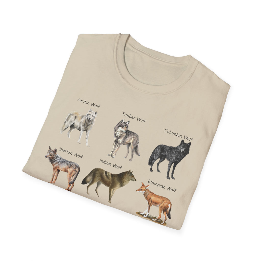 Wolf Species Chart T-Shirt — Illustrated Wolves Guide Tee