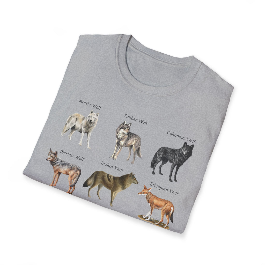 Wolf Species Chart T-Shirt — Illustrated Wolves Guide Tee