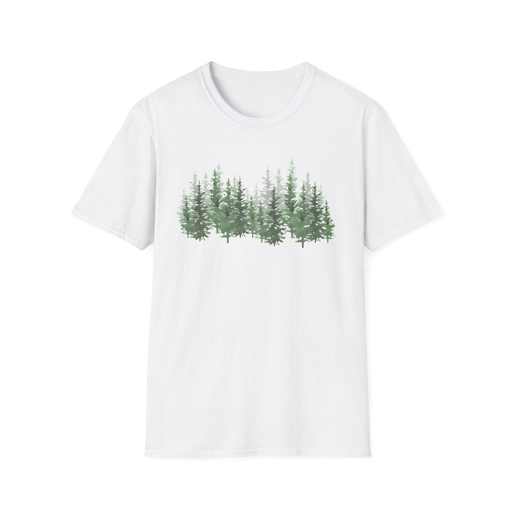 Forest Line T-Shirt — Minimal Evergreen Tree Graphic Tee