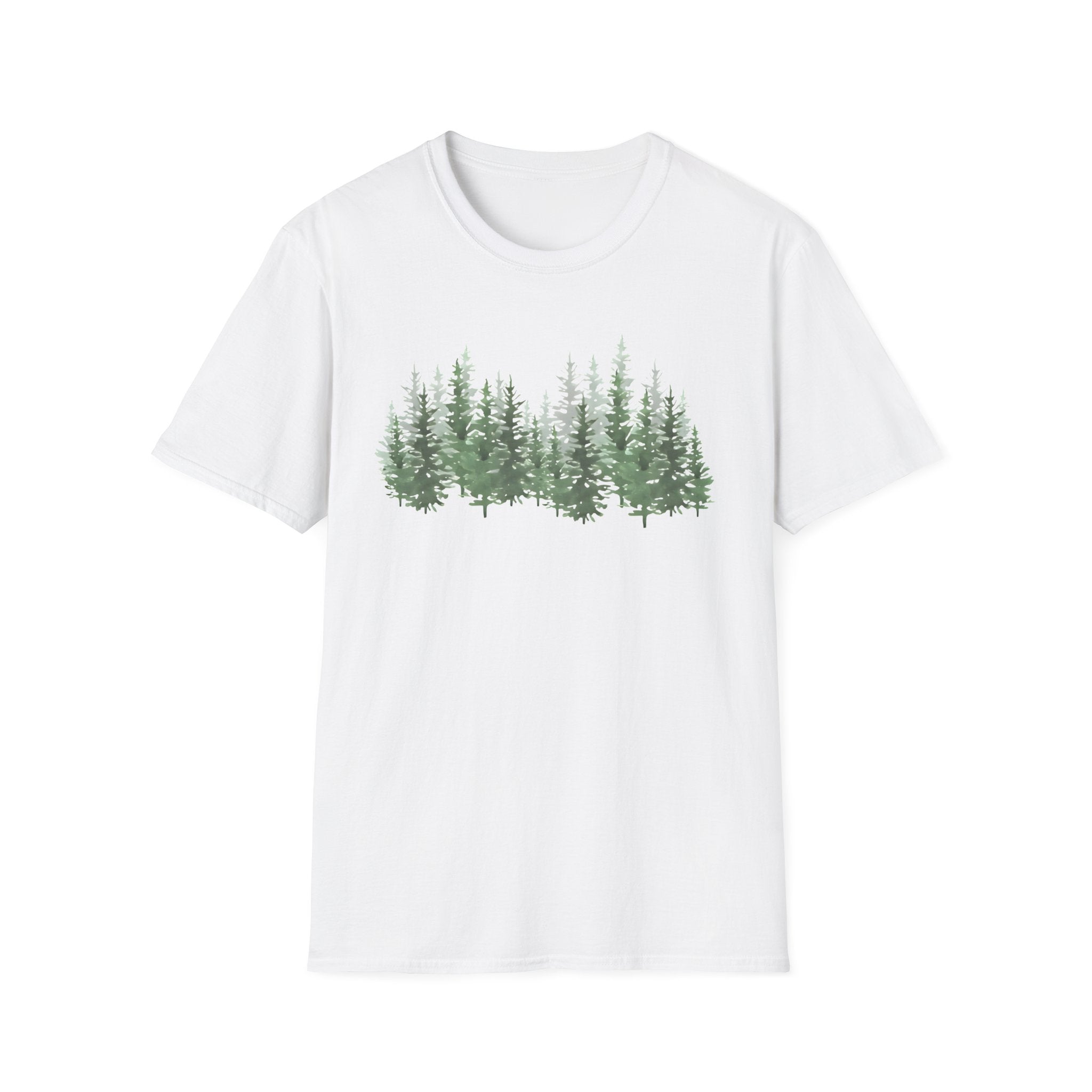Forest Line T-Shirt — Minimal Evergreen Tree Graphic Tee