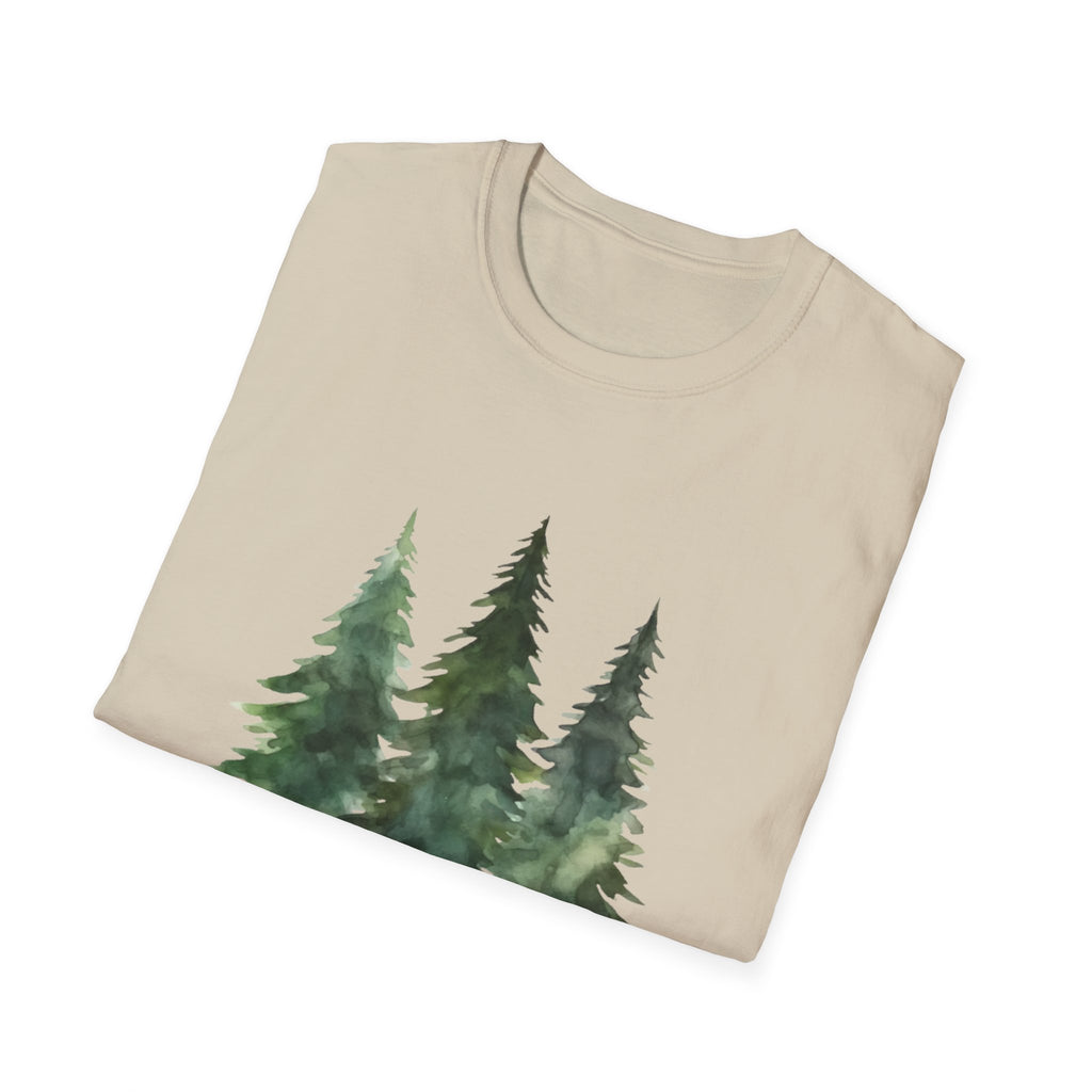 Pine Forest Tee — Watercolor Evergreen Tree T-Shirt