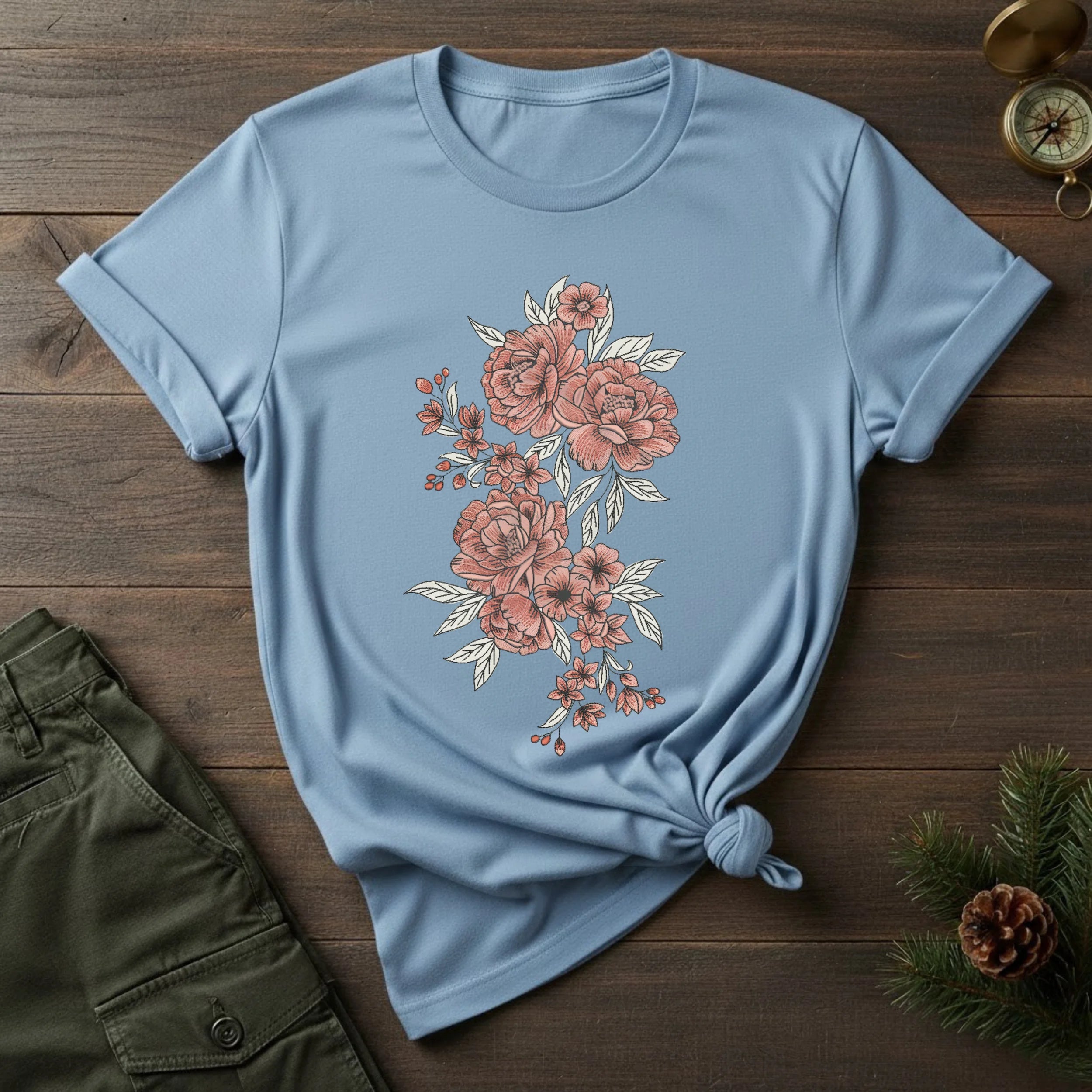 Floral Rose Bouquet T-Shirt — Vintage Botanical Graphic Tee
