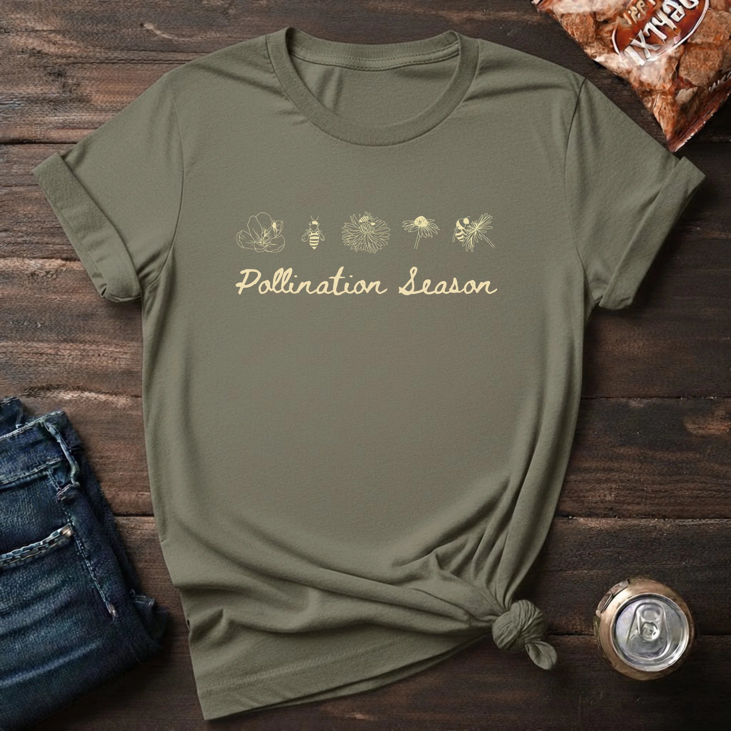 Pollination Season T-Shirt — Floral Bee Garden Tee