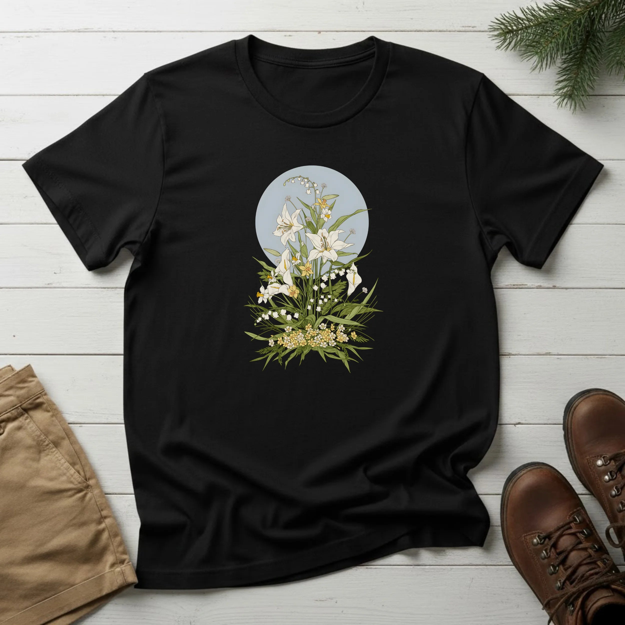 Floral Lily Bouquet T-Shirt — Vintage Botanical Graphic Tee