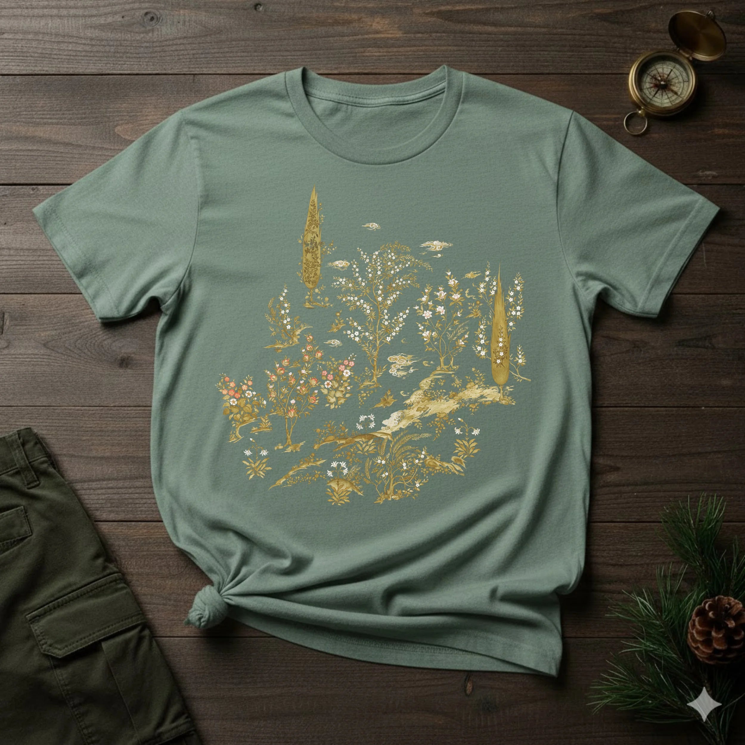 Floral Countryside T-Shirt — Vintage Botanical Garden Design