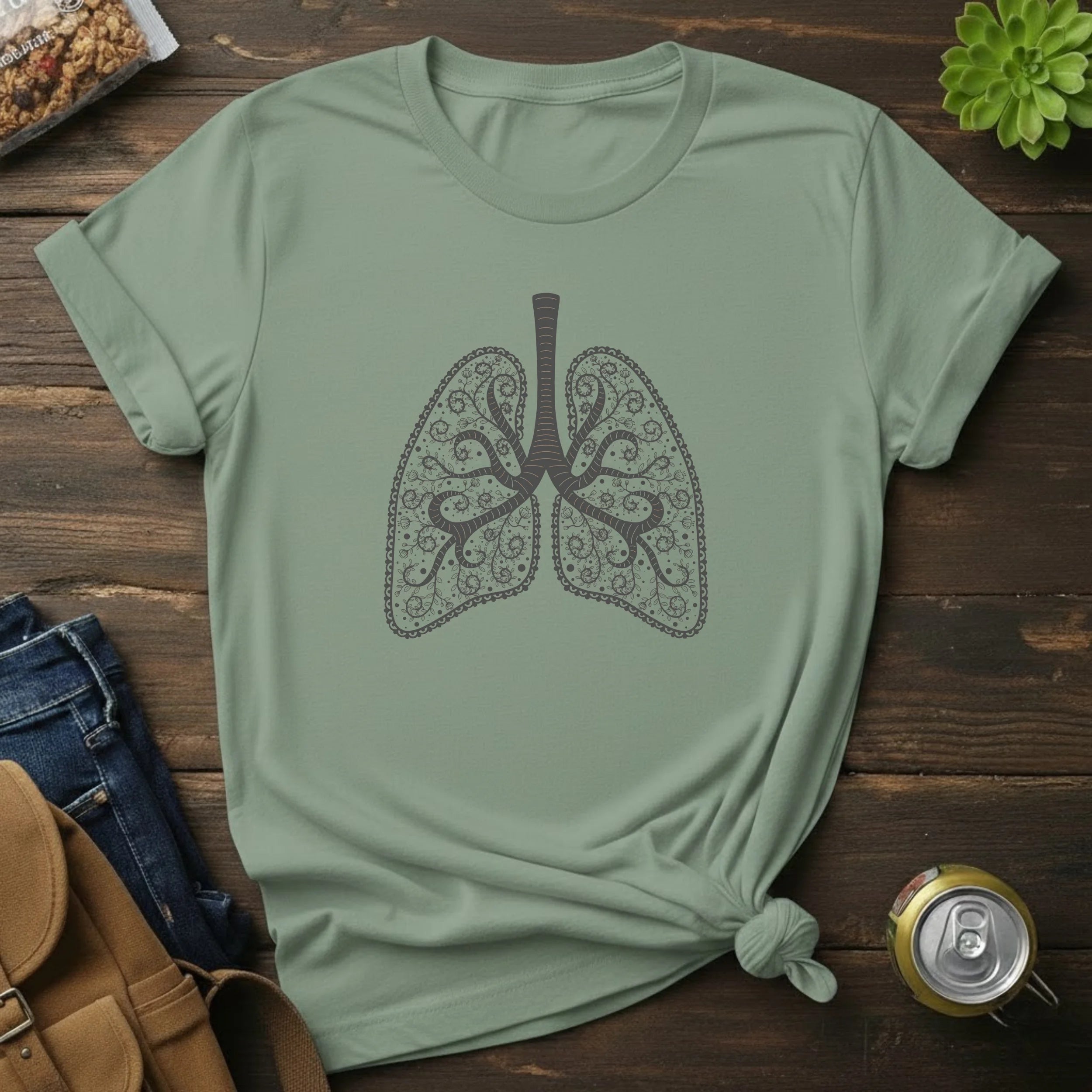 Lung Art T-Shirt — Botanical Decorative Lungs Tee