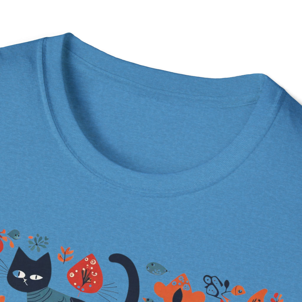 Cats & Flowers T-Shirt — Whimsical Folk Art Cat Graphic Tee