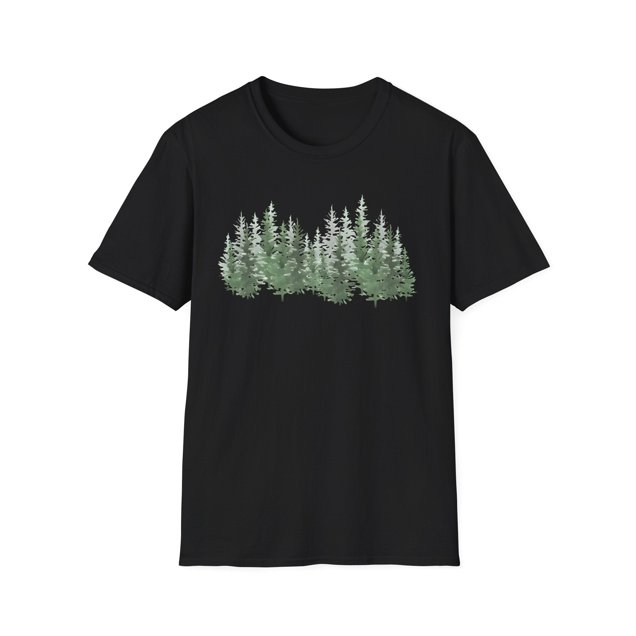 Forest Line T-Shirt — Minimal Evergreen Tree Graphic Tee
