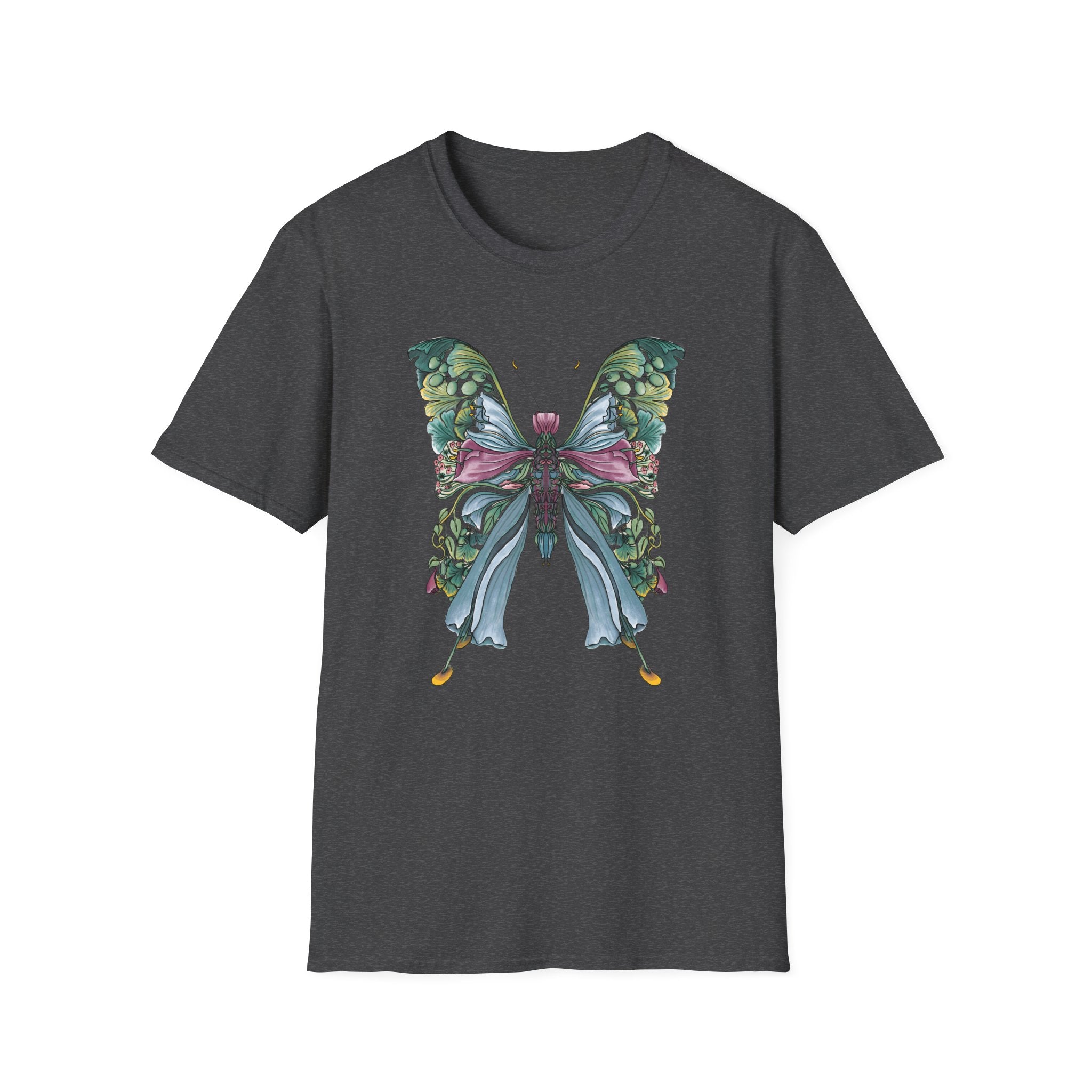 Botanical Butterfly T-Shirt — Watercolor Floral Wings Tee