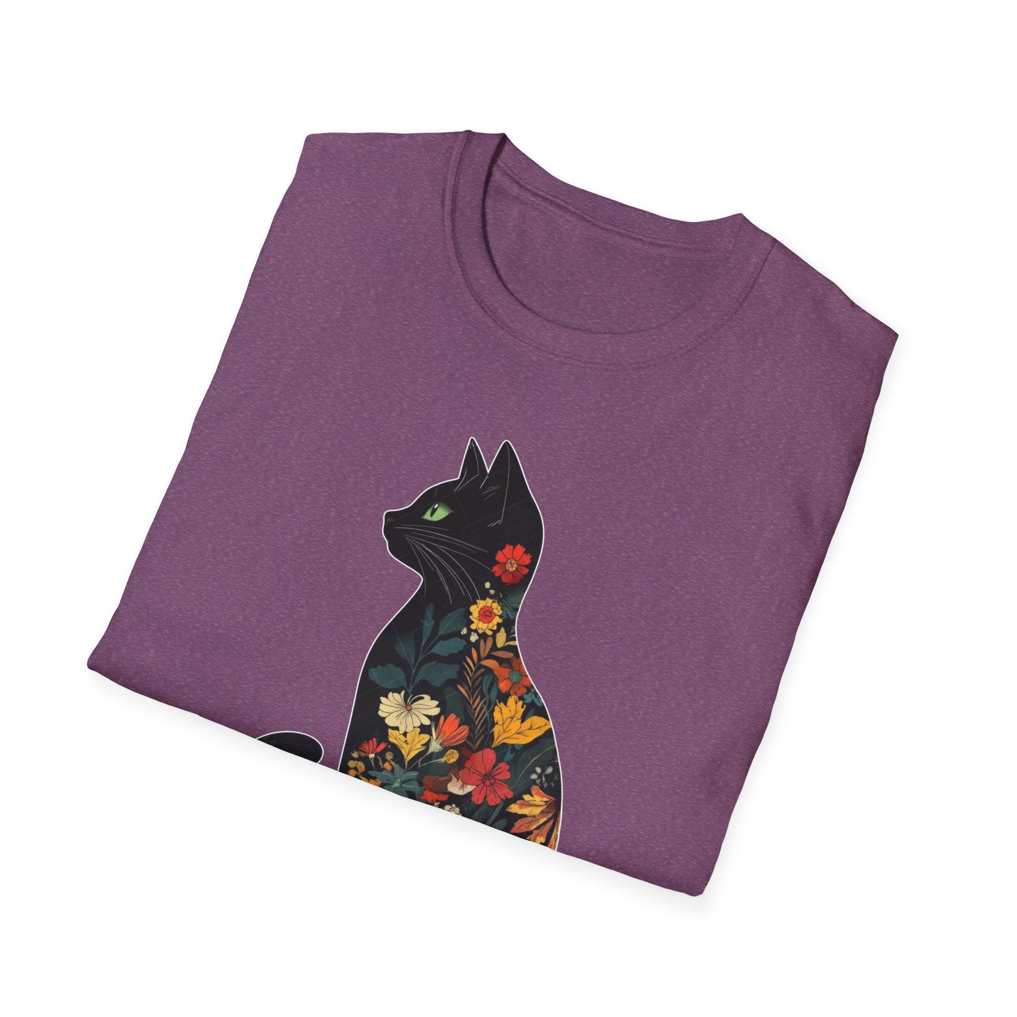Floral Cat Silhouette T-Shirt