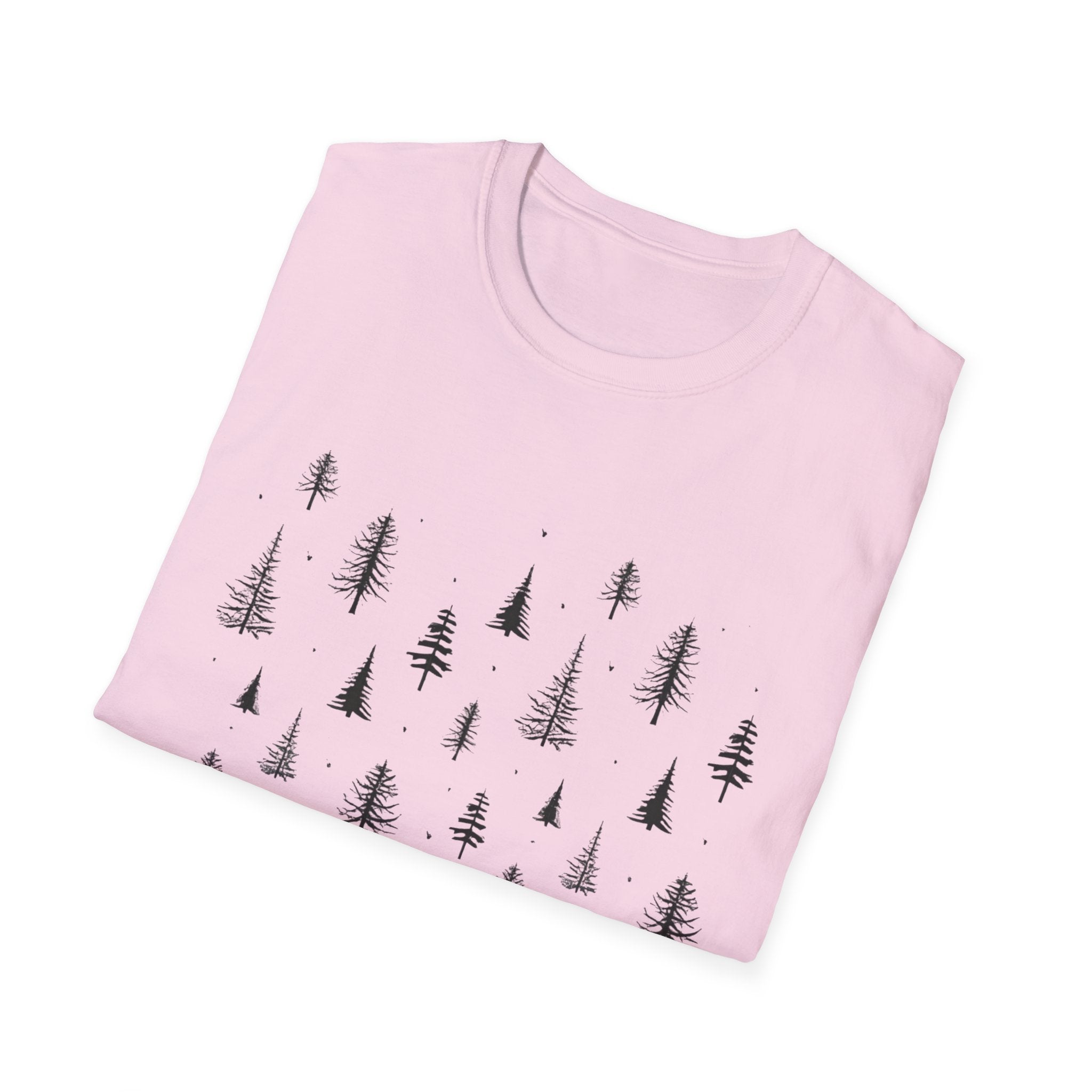 Pine Grove Minimalist Tee — Hand-Drawn Forest Trees T-Shirt