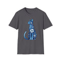 Floral Blue Cat T-Shirt