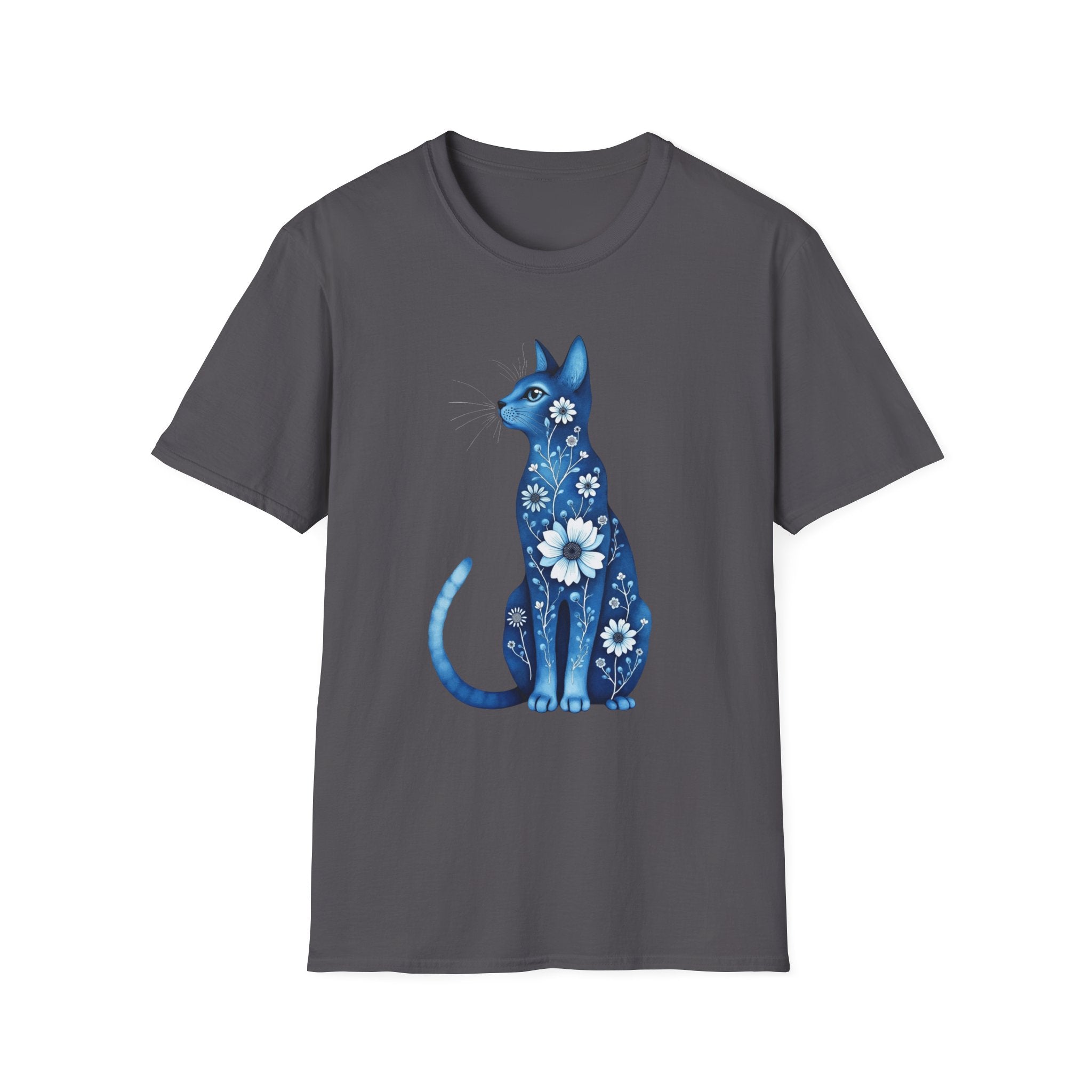 Floral Blue Cat T-Shirt