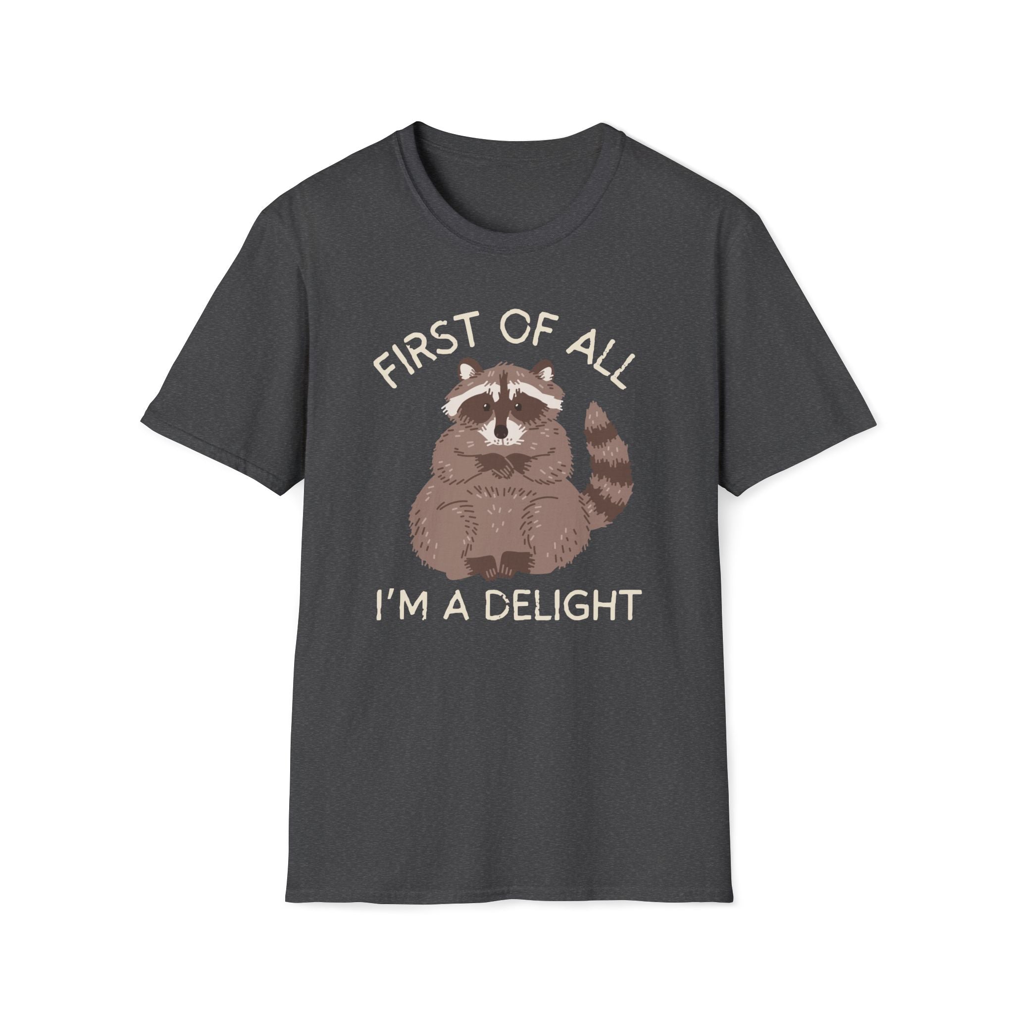 Raccoon 'First of All I'm a Delight' Cute Graphic T-Shirt