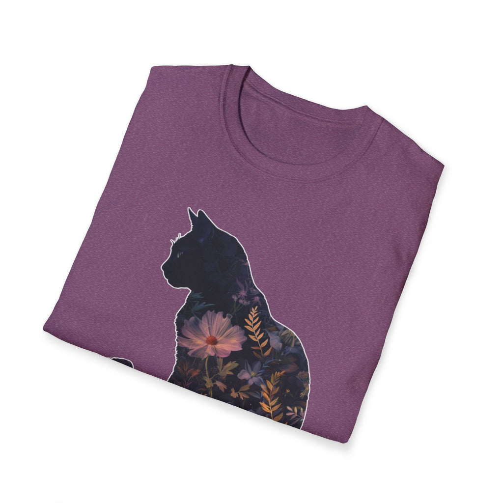 Floral Cat Silhouette T-Shirt