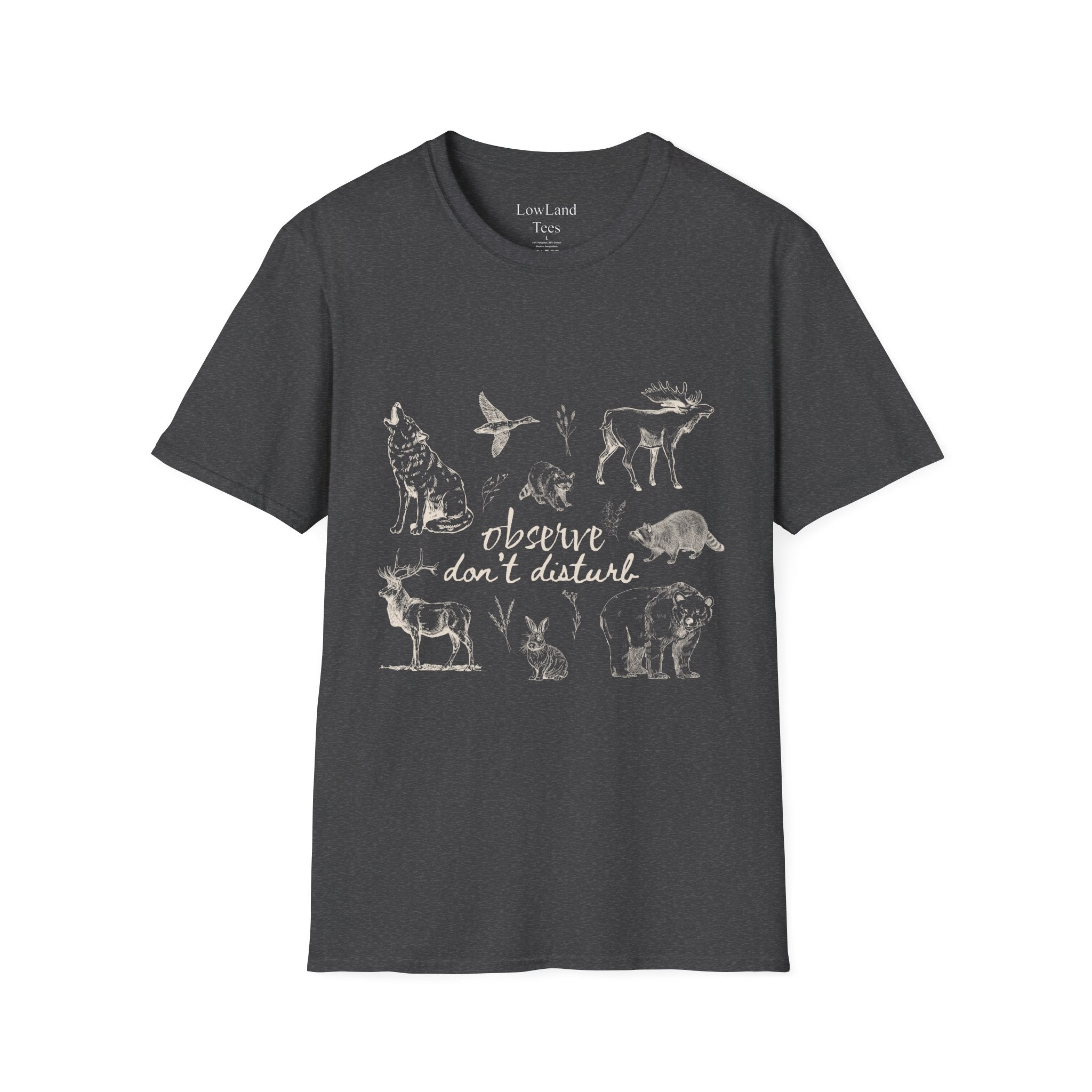 Observe Don’t Disturb T-Shirt — Vintage Sketch Wildlife Field Guide Tee