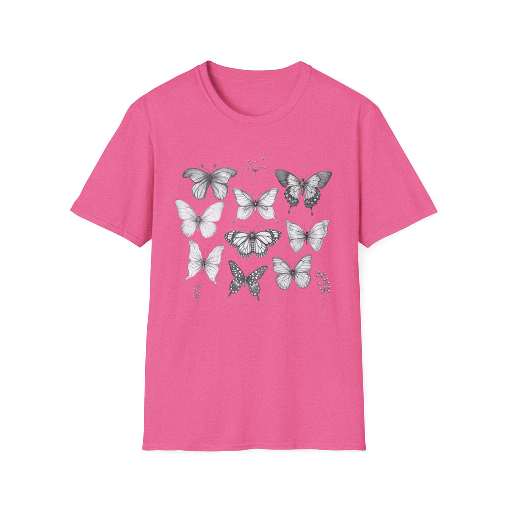 Butterfly Sketch Grid T-Shirt — Vintage Botanical Insect Tee