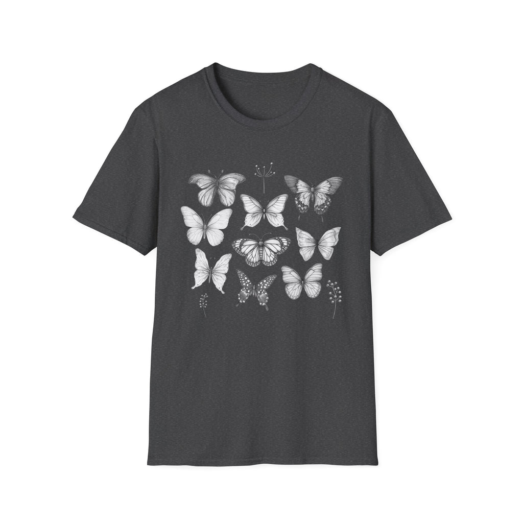 Butterfly Sketch Grid T-Shirt — Vintage Botanical Insect Tee