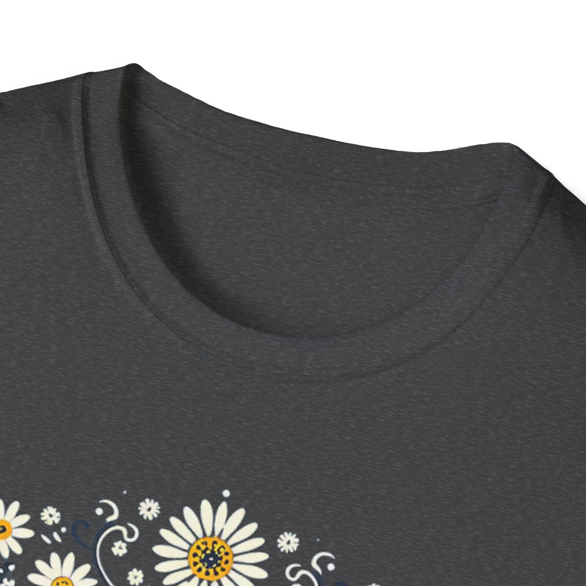 Cat Floral T-Shirt — Folk Art Kitty with Daisies