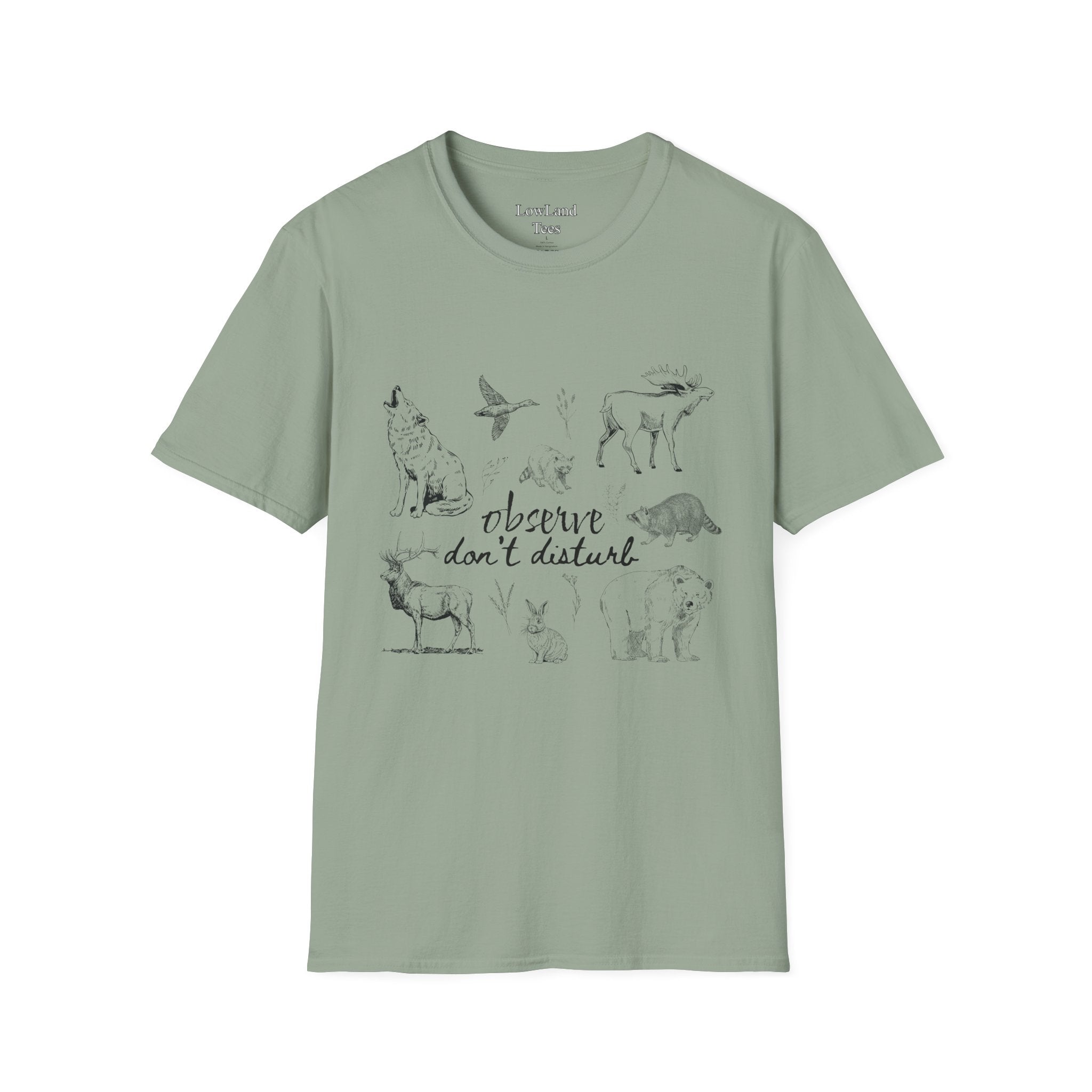 Observe Don’t Disturb T-Shirt — Vintage Sketch Wildlife Field Guide Tee