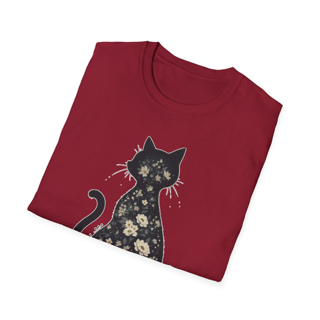 Floral Silhouette Cat T-Shirt
