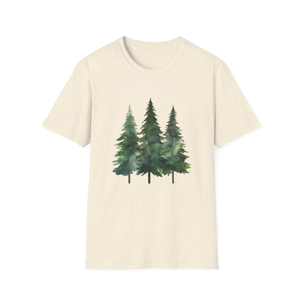 Pine Forest Tee — Watercolor Evergreen Tree T-Shirt
