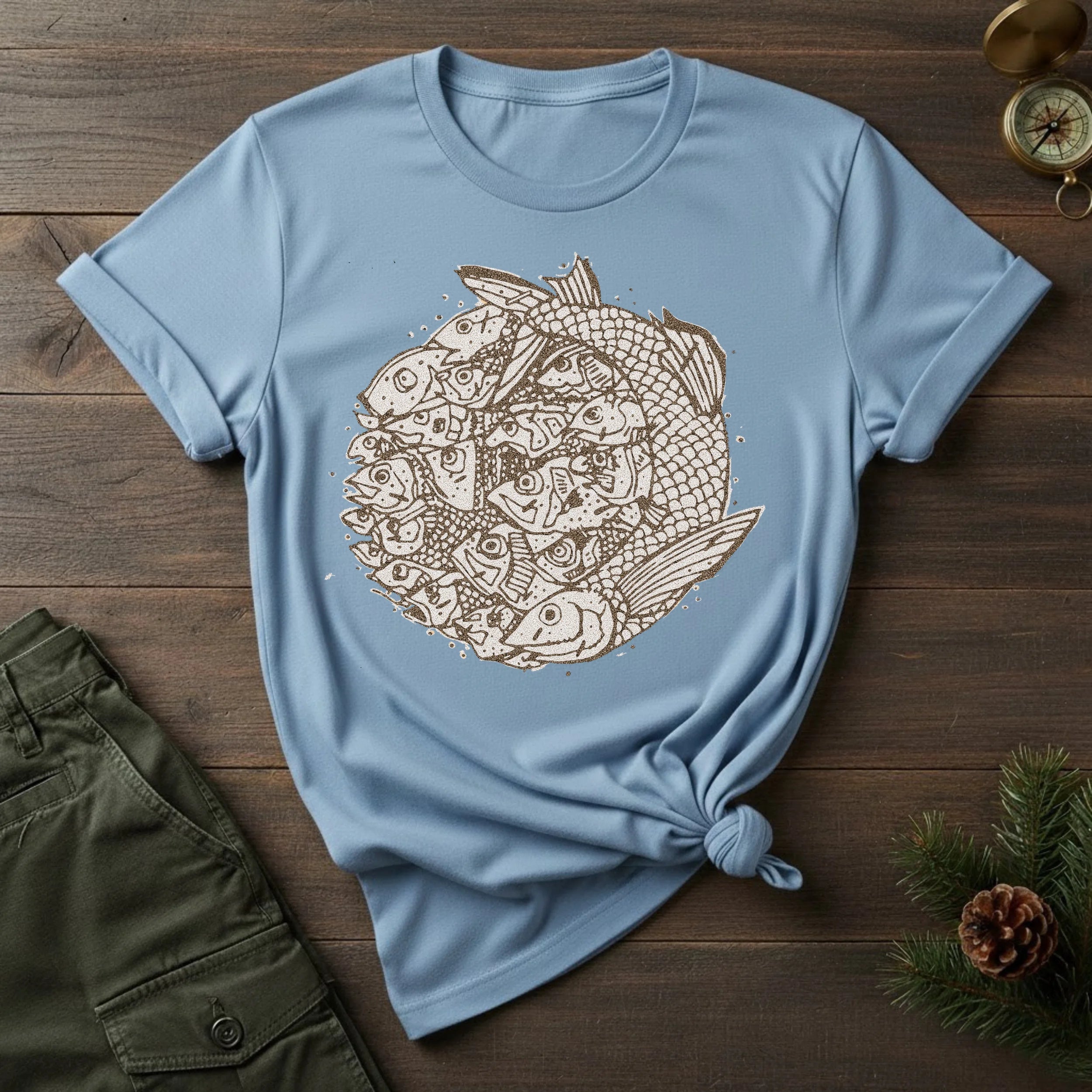 Koi Circle T-Shirt — Intricate Koi Fish Mandala Tee