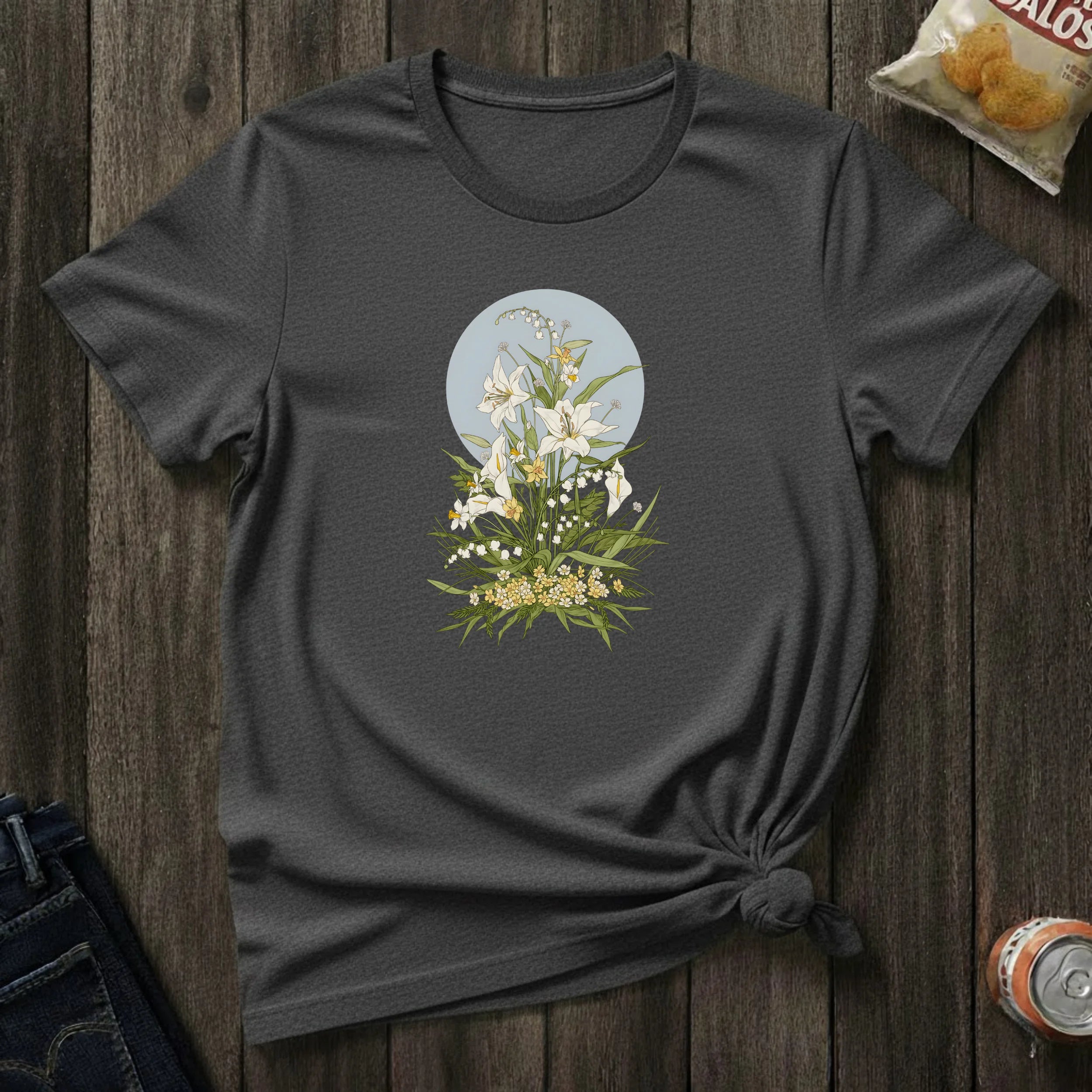 Floral Lily Bouquet T-Shirt — Vintage Botanical Graphic Tee