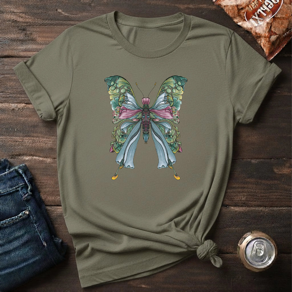 Botanical Butterfly T-Shirt — Watercolor Floral Wings Tee