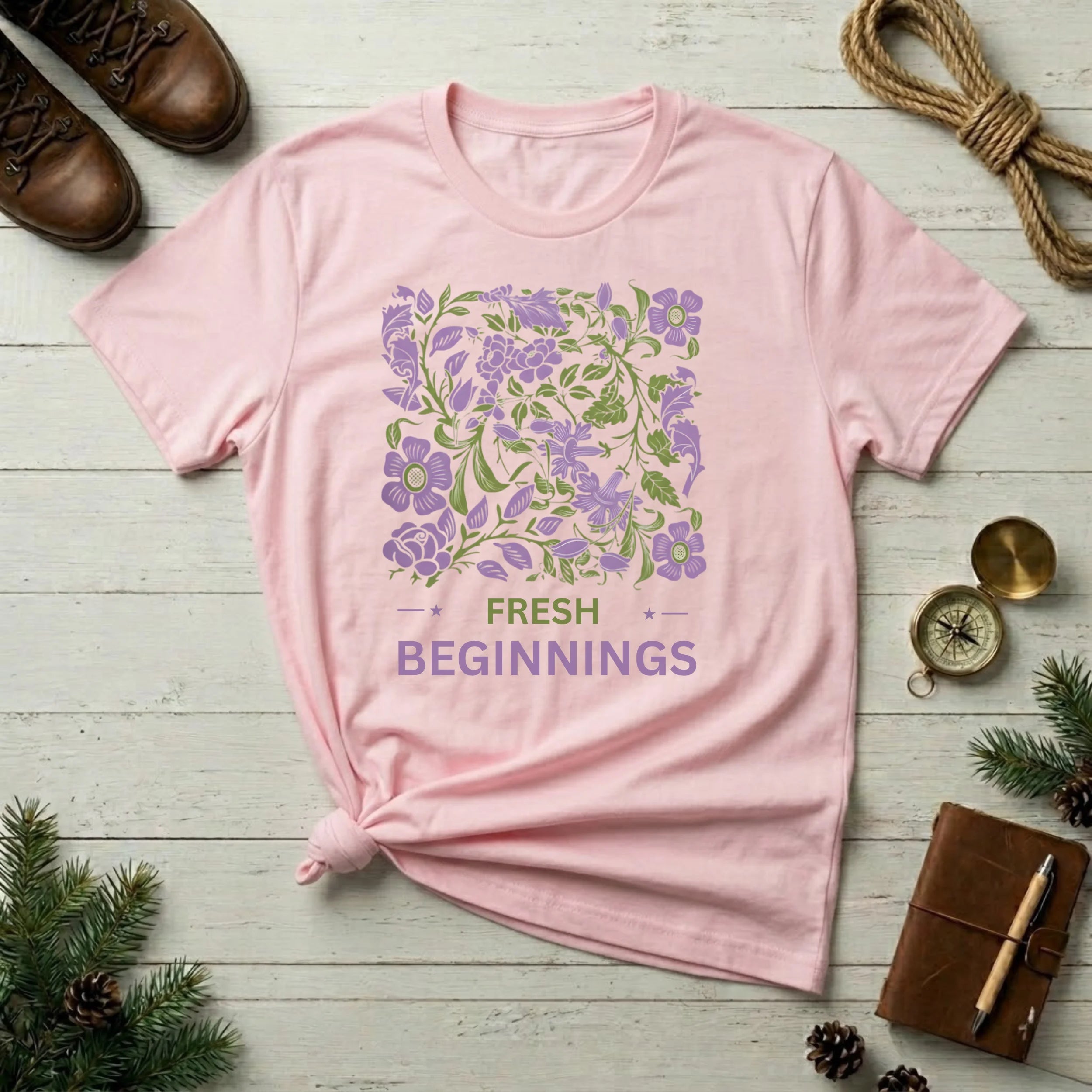Fresh Beginnings Floral T-Shirt — Purple Botanical Spring Tee