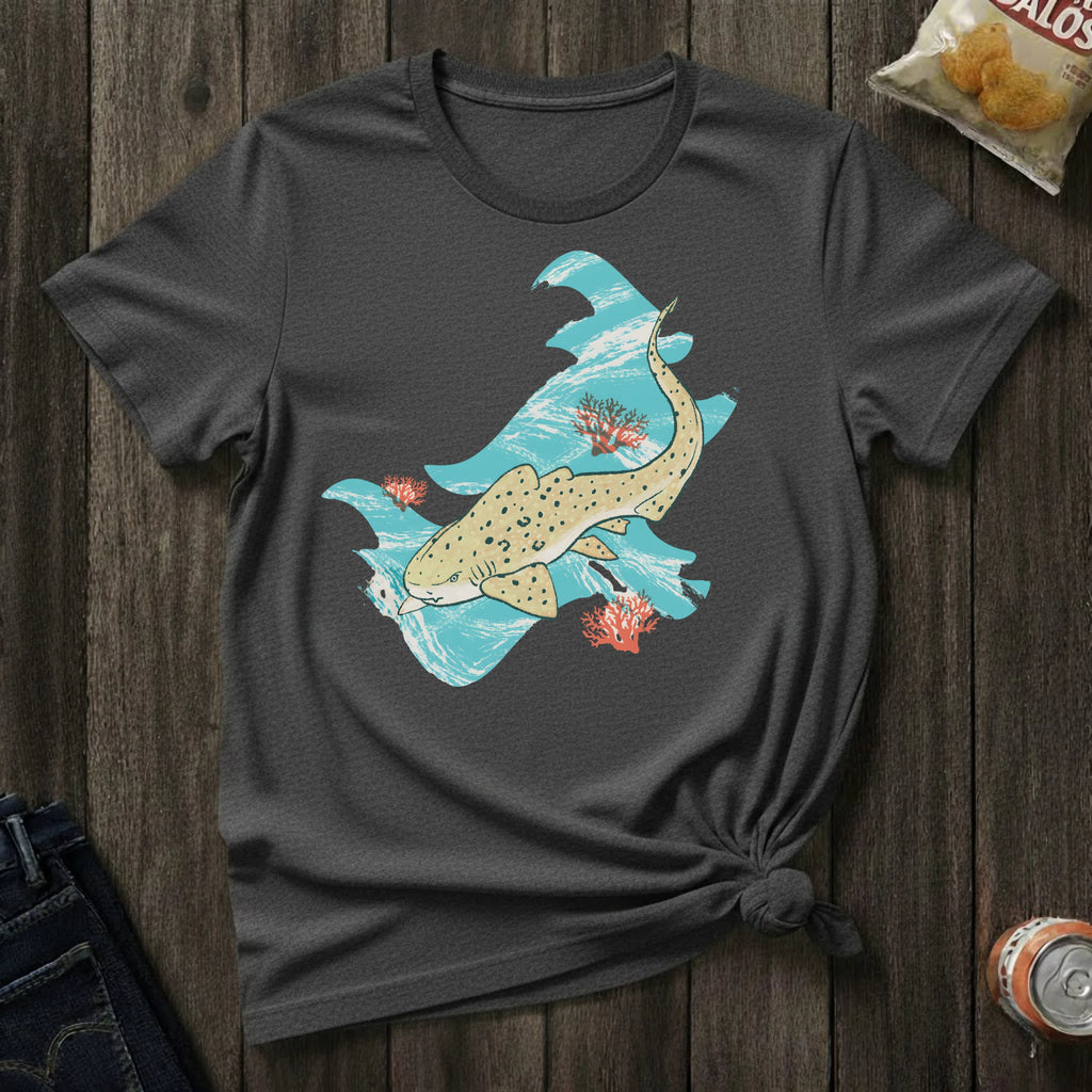 Leopard Shark Surf T-Shirt — Vintage Ocean Wave Tee