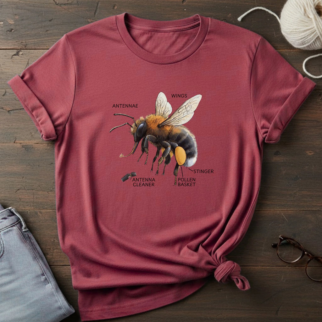 Bee Anatomy T-Shirt — Vintage Scientific Honey Bee Diagram Tee