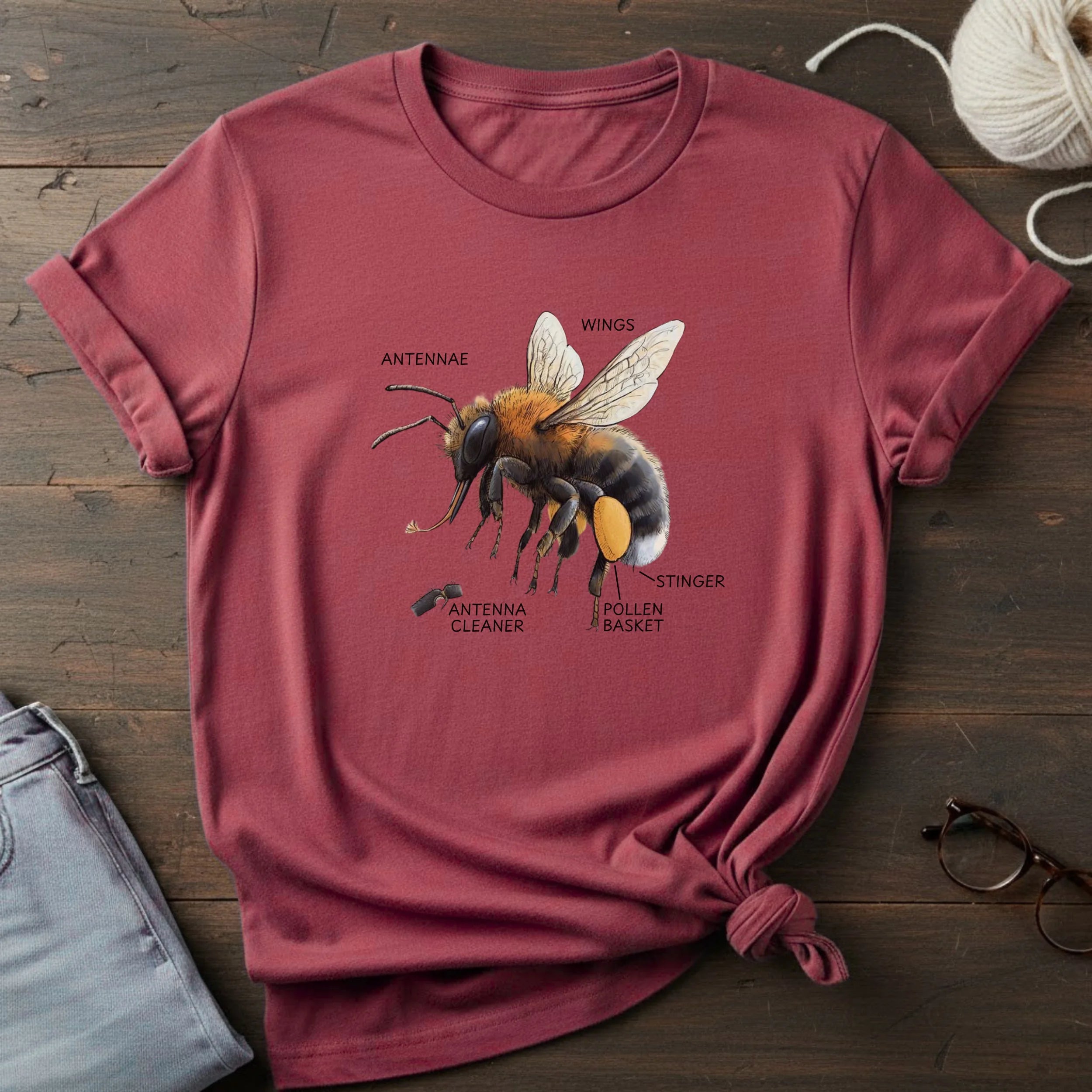 Bee Anatomy T-Shirt — Vintage Scientific Honey Bee Diagram Tee