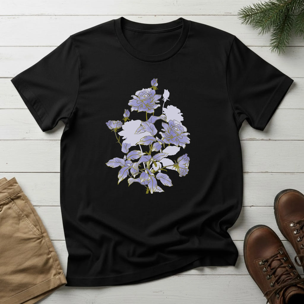 Floral Roses T-Shirt — Lavender Rose Garden Graphic Tee