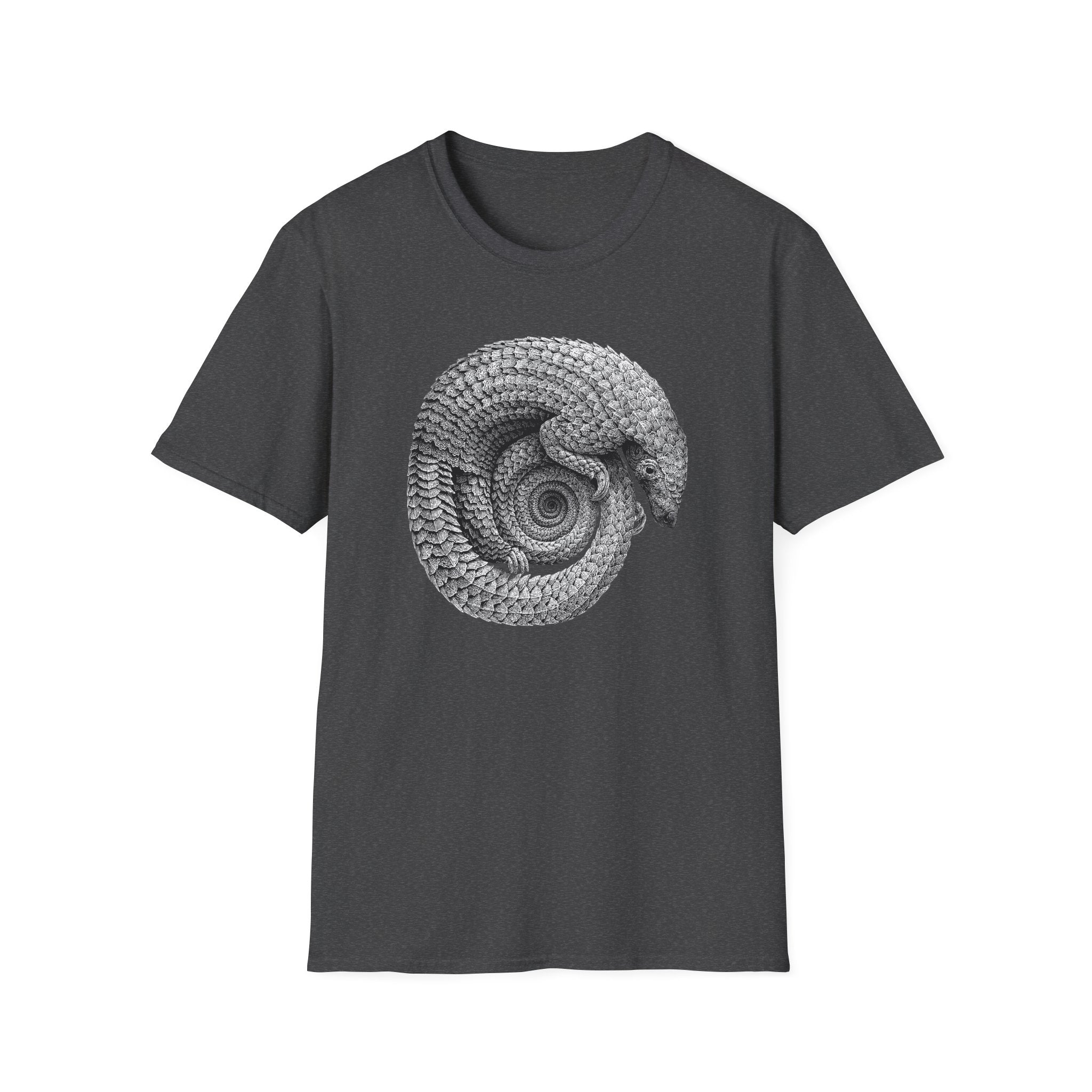 Armadillo Spiral Graphic T-Shirt — Vintage Nature Illustration Tee