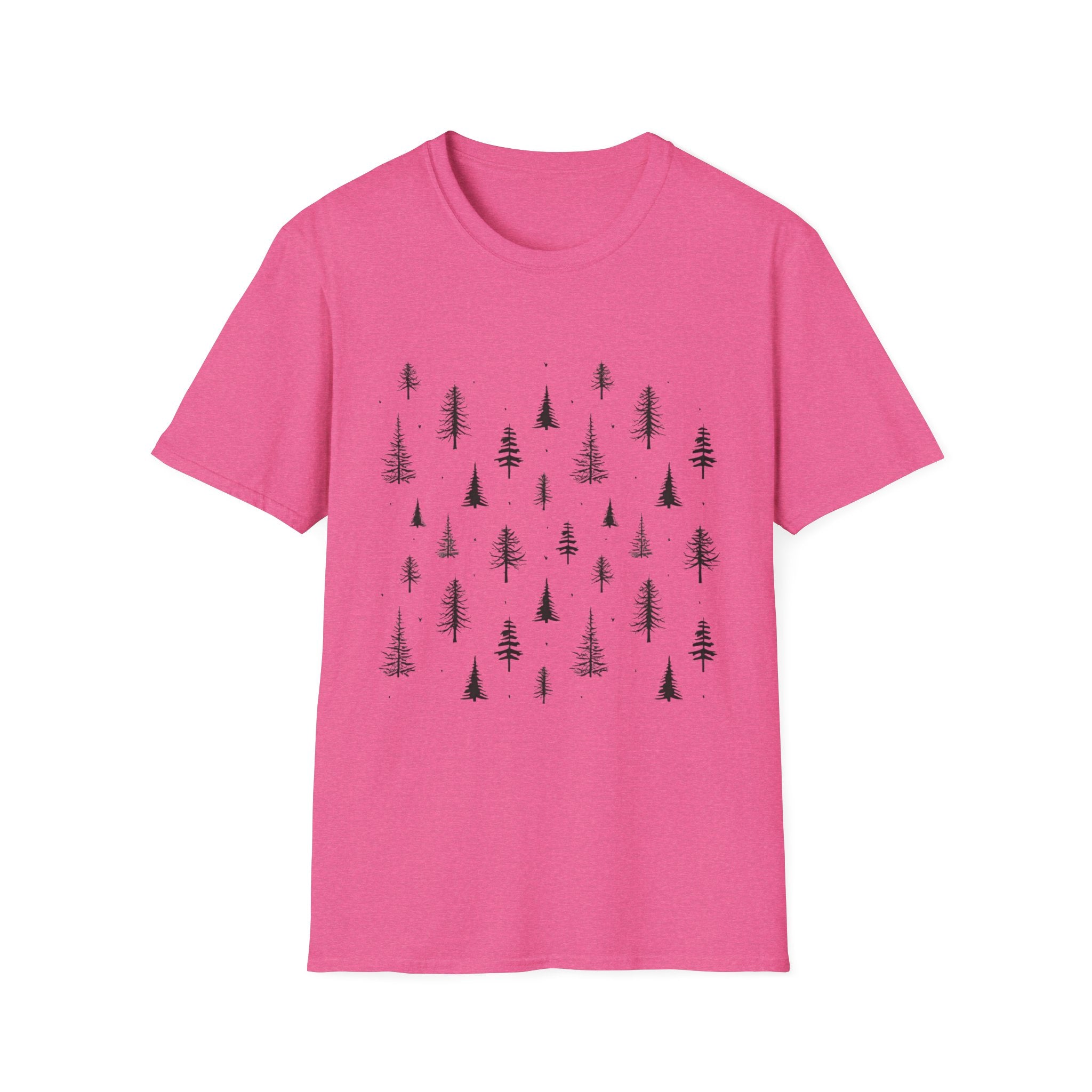 Pine Grove Minimalist Tee — Hand-Drawn Forest Trees T-Shirt