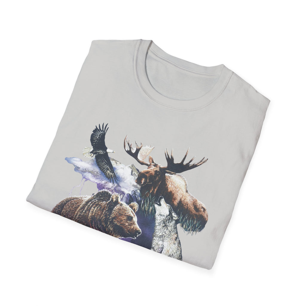 Wildlife Watercolor T-Shirt — Moose, Bear & Eagle Nature Tee