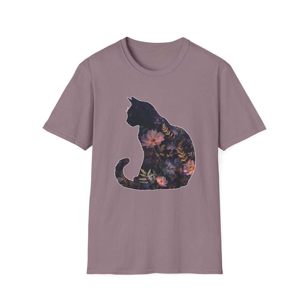 Floral Cat Silhouette T-Shirt