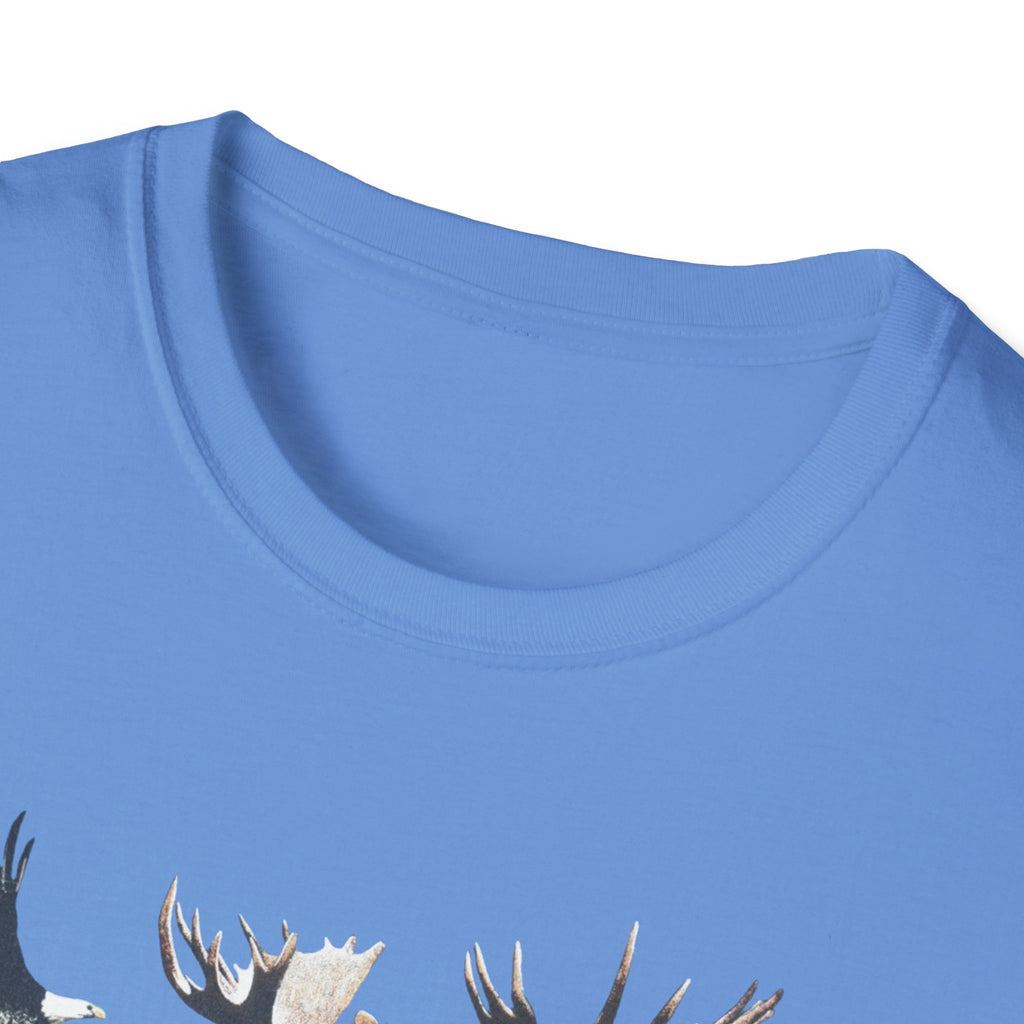 Wildlife Watercolor T-Shirt — Moose, Bear & Eagle Nature Tee