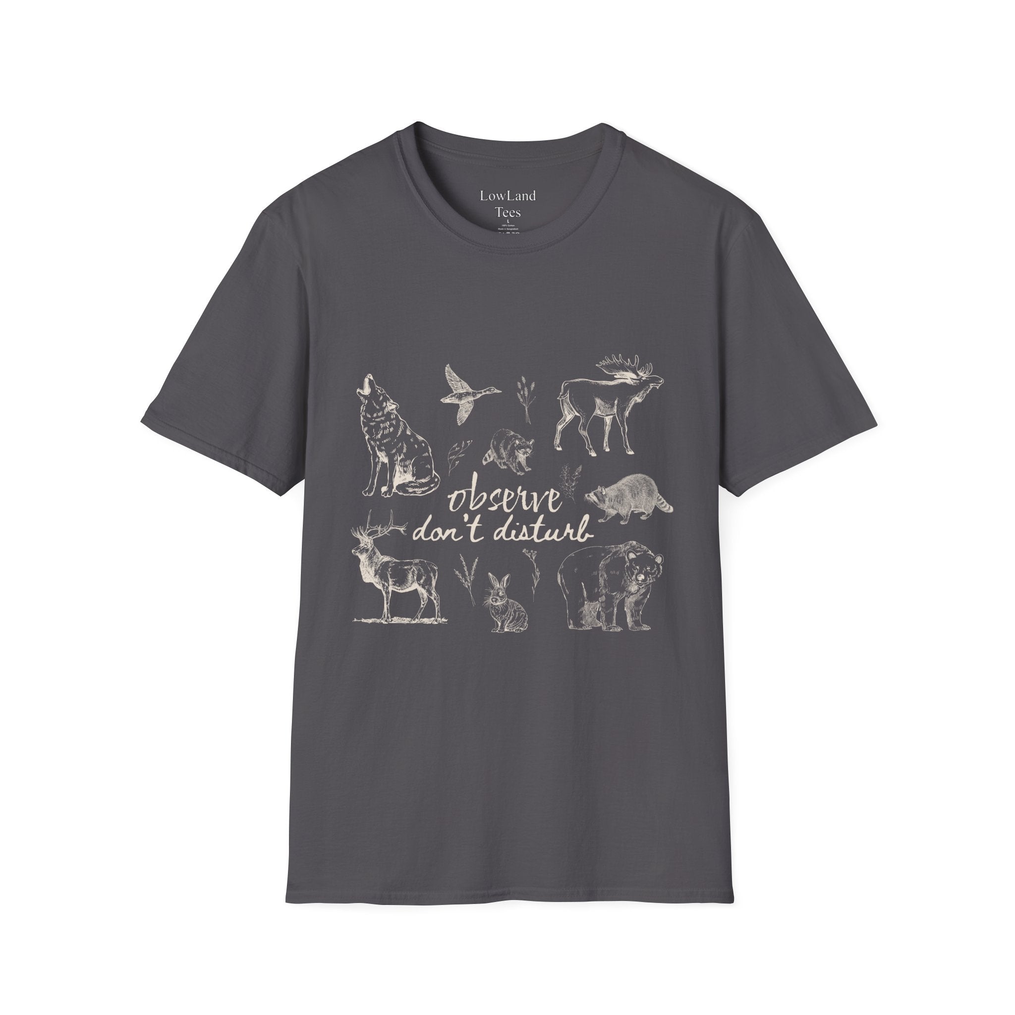 Observe Don’t Disturb T-Shirt — Vintage Sketch Wildlife Field Guide Tee