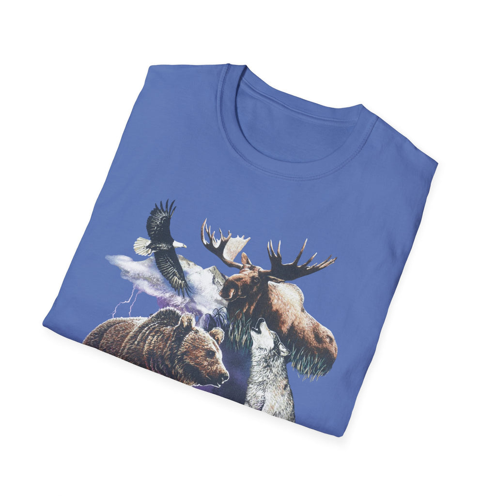 Wildlife Watercolor T-Shirt — Moose, Bear & Eagle Nature Tee