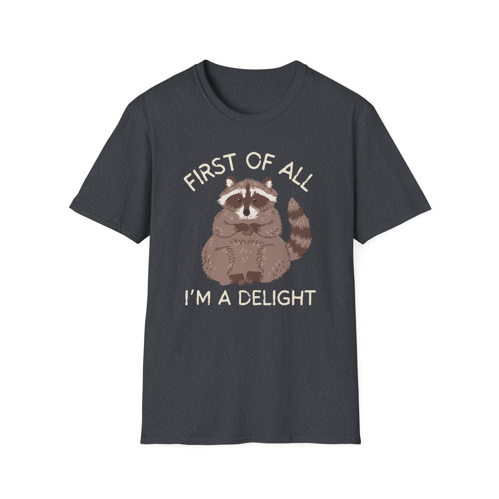 Raccoon 'First of All I'm a Delight' Cute Graphic T-Shirt
