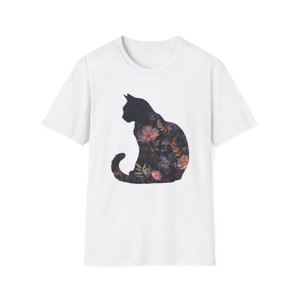 Floral Cat Silhouette T-Shirt