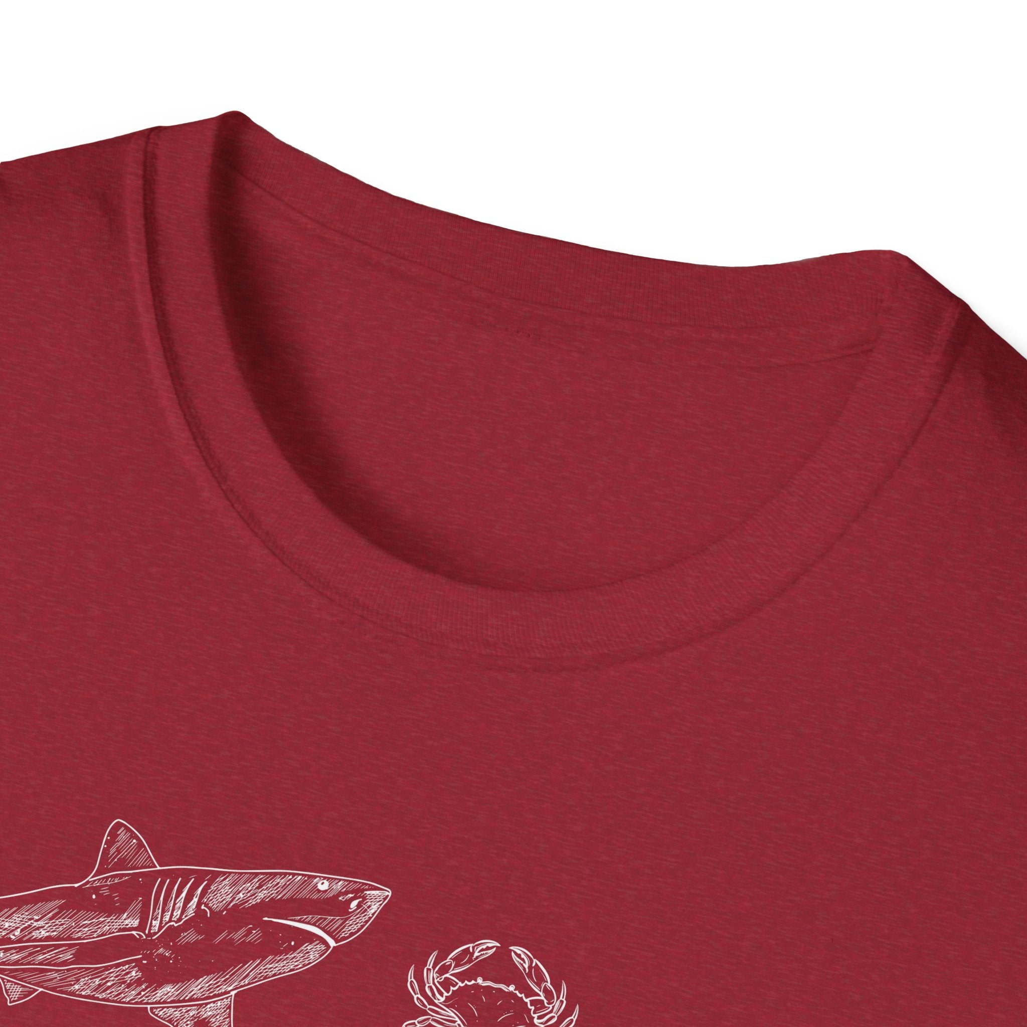 Marine Life Sketch T-Shirt — Minimal Ocean Creatures Illustration