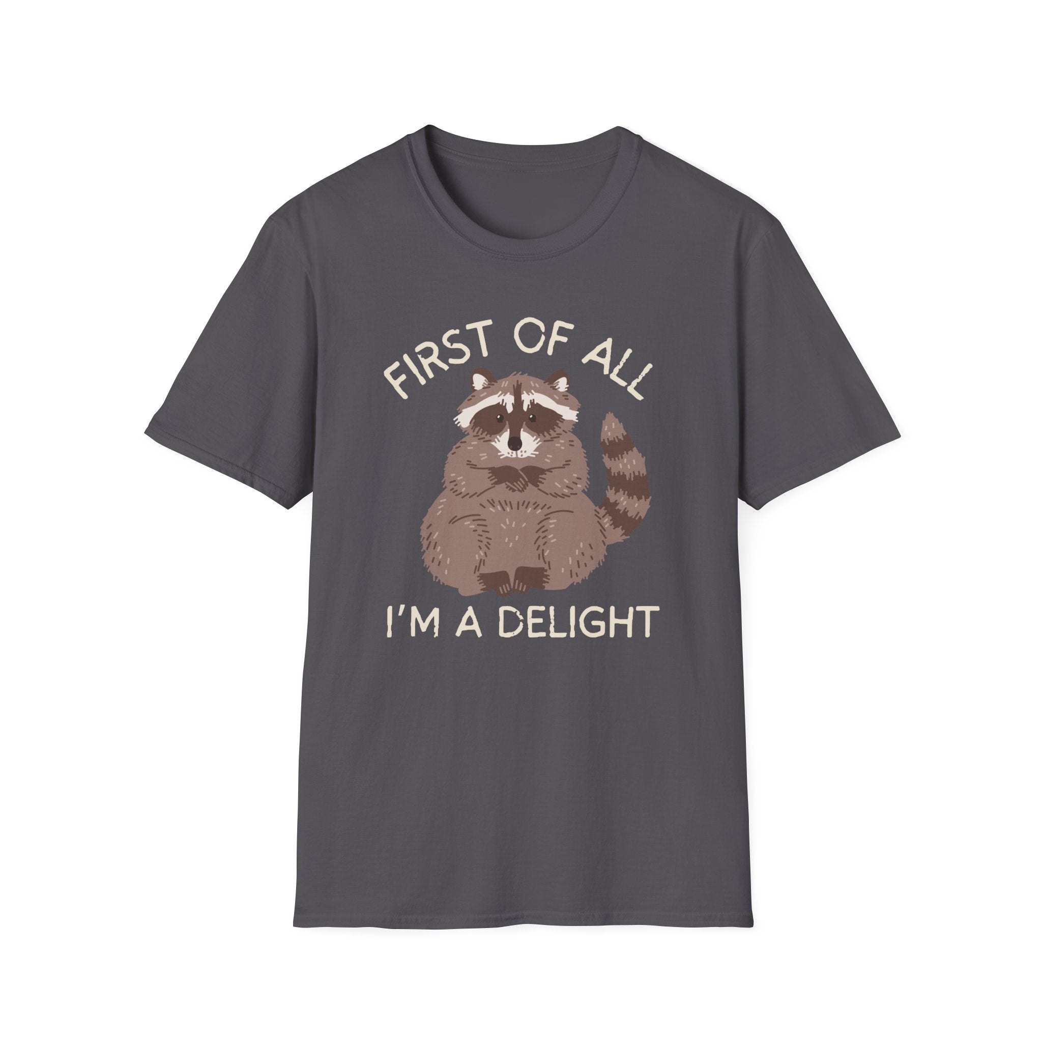 Raccoon 'First of All I'm a Delight' Cute Graphic T-Shirt